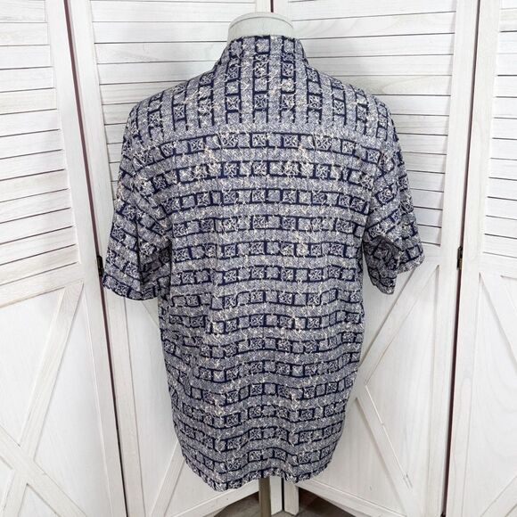 Tori Richard Tropical Print Cotton Lawn Button Up Camp Hawaiian Shirt Blue Large - Picture 4 of 11